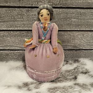 Vintage Handmade Native Doll Purple Mix Collectible Decor Southwestern
